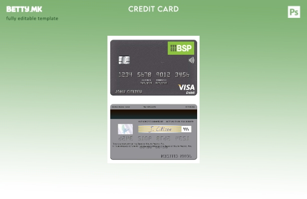 Шаблон за виза за дебитна картичка во модерен стил на Fiji Bank of South Pacific